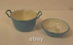 Antique Child’s Blue Enamelware / Graniteware 6-piece Cookware Set