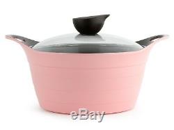 Batterie De Cuisine En Céramique Rose Antiadhésives 7 Piece Cadeau Son Pots Pans Gift Cuisine Nouveau