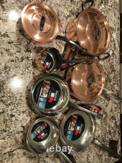 Baumalu Copper Cookware 10 Piece Pot, Pan, LID And Skillet Set Toute Nouvelle Cuisine