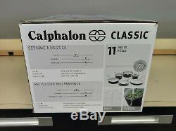 Calphalon Classique 11 Pièces En Céramique Batterie De Cuisine Antiadhésive Gris / Blanc Nouveau Ouvert