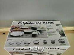 Calphalon Classique 11 Pièces En Céramique Batterie De Cuisine Antiadhésive Gris / Blanc Nouveau Ouvert
