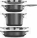Calphalon Cookware Set Pots Premier Space Saving Gris Noir 5-piece Nouveau W Défaut