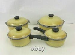 Club Vintage Aluminium Cookware Yellow Stock Pots Sauce Pans 8 Piece Set