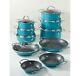 Curtis Stone 17-pièces Dura-pan Non Stick Nesting Cookware Set-turquoise