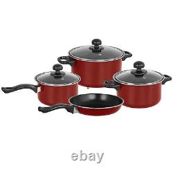 Ensemble de Casseroles Antiadhésives de 7 Pièces avec Couvercles - Rouge