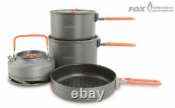 Ensemble de batterie de cuisine Fox : poêles, casseroles, réchaud, pare-vent, bouilloire - Gamme complète, NEUF