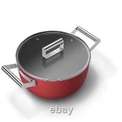 Ensemble de batterie de cuisine antiadhésive Smeg 3 pièces rouge