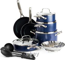 Ensemble de casseroles et poêles Blue Diamond Cookware infusé de 14 pièces.