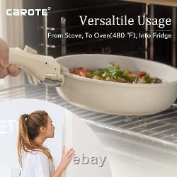 Ensemble de casseroles et poêles CAROTE antiadhésifs, ensemble de poêles à induction avec poignée détachable, VR.