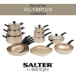 Ensemble de casseroles et poêles Salter 7 pièces, ustensiles de cuisson antiadhésifs, induction Olympus Gold.