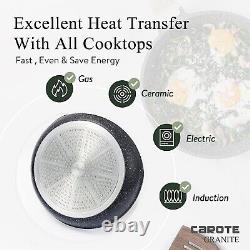 Ensemble de casseroles et poêles antiadhésives CAROTE, ensembles de batterie de cuisine en granit (10 pièces)