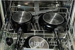Ensemble de cuisson antiadhésif à induction de 5 pièces, comprenant une poêle à frire, une casserole et une casserole à sauce.