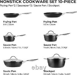 Fadware Pots & Pans Set, Non Stick Cookware Set 10 Pièces Pour Tous Les Plaques De Cuisson F9101