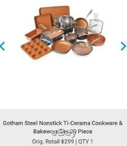 Gotham Steel 20 Piece All In One Cuisine, Batterie De Cuisine Antiadhésives & Set Ustensiles De Cuisson, Nouveau
