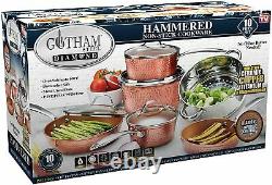 Gotham Steel Martelé 10 Piece Copper Cookware Set Poêles À Induction Antiadhésive Casseroles