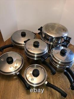 Grand Vtg 21 Piece Saladmaster 18-8 Tri Clad Stainless Steel Cookware Set