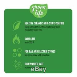 Green Life Toxine Sans Céramique Antiadhésives 18 Pièces Gris Batterie De Cuisine Pots & Pans