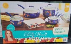 La Pioneer Woman Dazzling Dahlias 10-piece Cookware Set Avec Baker Floral Nouveau