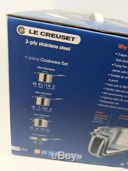 Le Creuset 3 -ply En Acier Inoxydable Non-stick 4 Piece Cookware Set, New & Boxed