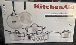 Nouveau Modèle D’affichage Kitchenaid 5-ply Clad Stainless Steel Cookware 10 Piece Set