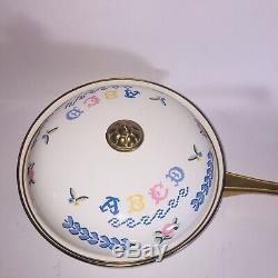 Pays Fleur Vintage Vaisselle Émaillée Pot Couvercle Poignées En Laiton Pan 6 Piece Set Tl