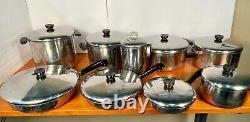 Revere Ware 17-piece Pre-1968 Set Cuivre Clad Cooking Pots Pan Lids & Percolator