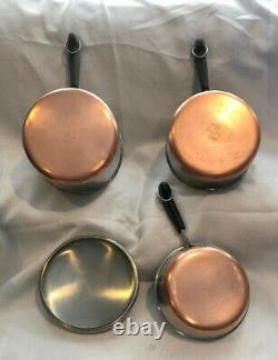 Revere Ware 1801 Copper Bottom 11 Piece Set 4 Pots, 3 Poêles Et Couvercles S’adaptent À Tous