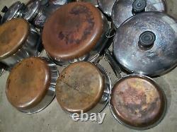 Revere Ware 1801 Copper Bottom 16 Piece Set 5 Pots, 4 Poêles, Plus Couvercles