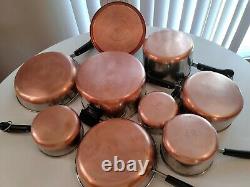 Revere Ware Copper Bottom 16 Pieces Set Vintage Pots & Pans Cuisinière