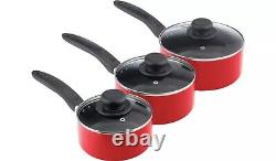 Set de Casseroles Antiadhésives 3 + 3 Pièces en Aluminium Rouge