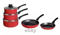 Set de Casseroles Antiadhésives 3 + 3 Pièces en Aluminium Rouge