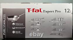 T-fal Expert Pro 12 Pièces En Acier Inoxydable Pur Ensemble D'articles De Cuisine E769sc74 Marque New