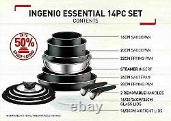 Tefal Anti-stick 14 Piece Ingenio Essential Pots & Frypan Cookware Set Noir