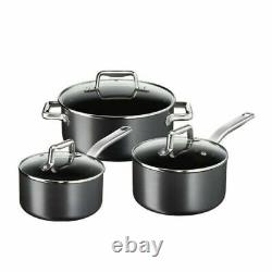 Tefal Prograde 5 Piece Non Stick Induction Cookware Hard Anodised Pan Set With LID