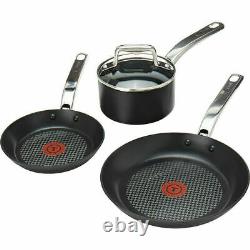 Tefal Prograde 5 Piece Non Stick Induction Cookware Hard Anodised Pan Set With LID