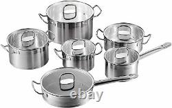 Velaze Mayne Cookware Set Induction Acier Inoxydable Casserole Pans Stock Pot Couvercle