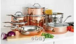 Viking 13 Piece Tri-ply Copper Finish Cookware Set Glass Lids Strong Handles