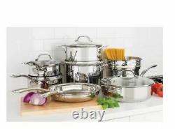 Viking 13 Pièces Tri-ply Stainless Steel Cookware Set Glass Lids Mirror Finish