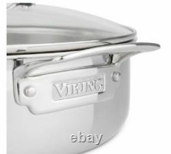 Viking 13 Pièces Tri-ply Stainless Steel Cookware Set Glass Lids Mirror Finish
