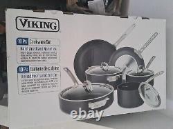Viking Anodisé Dur Antiadhésif 10-piece Pots De Cuisine Pans Set Nouveau