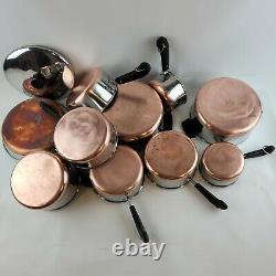 Vintage 11 Pièces Revere Ware USA Copper Bottom Cookware Set Pots Pans