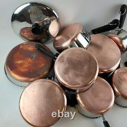 Vintage 11 Pièces Revere Ware USA Copper Bottom Cookware Set Pots Pans