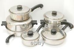 Vintage Saladmaster Cookware Pot Pan Couvercle Ensemble 18-8 Acier Stainless 11 Pieces