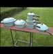 Vtg Du Club Turquoise Aqua Bleu Aluminium 14 Piece Cookware Set Roaster Casseroles Néerlandais