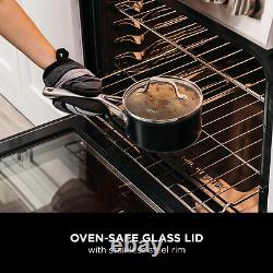 ensil, Dishwasher Safe, Induction Ready<br/>  	<br/>Ensemble de 3 casseroles Ninja ZEROSTICK Essentials avec couvercles en verre, antiadhésives, lavables au lave-vaisselle, prêtes pour l'induction